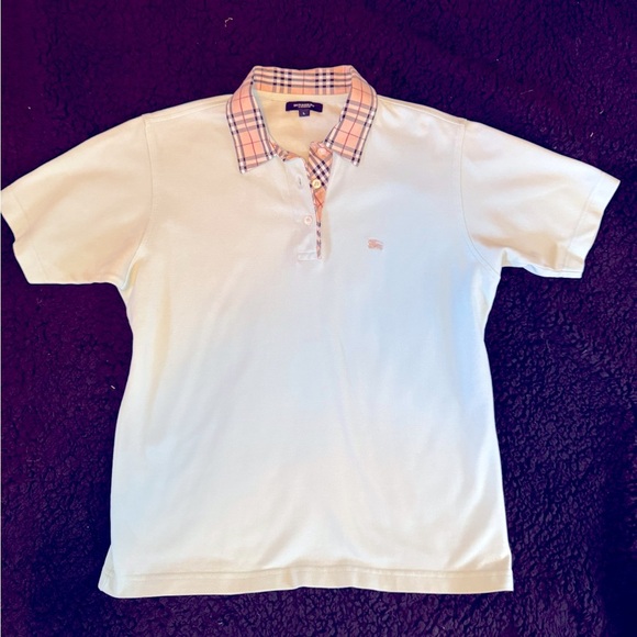 Burberry baby blue  Polo with Signature Plaid Collar - Picture 1 of 8